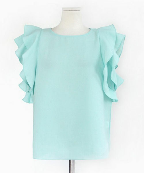 DHOLIC（ディーホリック）の「ラッフルスリーブブラウス（シャツ/ブラウス・レディース・ホワイト/ピンク/ミント・FREE）」の2枚目の写真