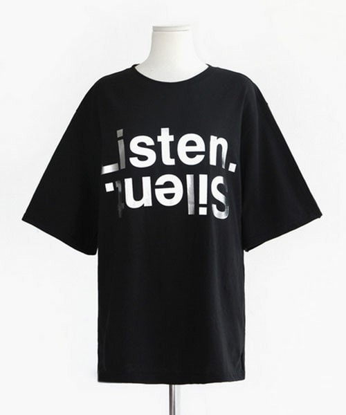 DHOLIC（ディーホリック）の「Listen.Silent.ロゴルーズフィットTシャツ（Tシャツ/カットソー・レディース・ホワイトB/ホワイトA/ディープミント/ブラック・FREE）」の3枚目の写真