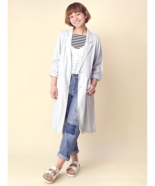 w closet（ダブルクローゼット）の「ツイルチェスターコート（ジャケット/アウター・レディース・ベージュ/ライトサックス/カーキ・FREE）」の10枚目の写真