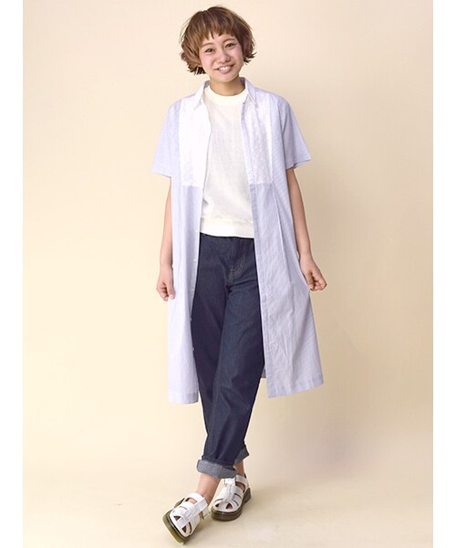 w closet（ダブルクローゼット）の「ストレートデニムパンツ（パンツ・レディース・ブルー/ワンウォッシュ/ホワイト・FREE）」の12枚目の写真