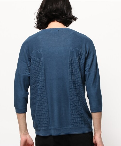 Iroquois（イロコイ）の「C/ヴィスコースニット（トップス・メンズ・BLU/IND/O.WHT/BGE/TAN・1/2）」の5枚目の写真