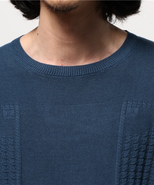 Iroquois（イロコイ）の「C/ヴィスコースニット（トップス・メンズ・BLU/IND/O.WHT/BGE/TAN・1/2）」の6枚目の写真