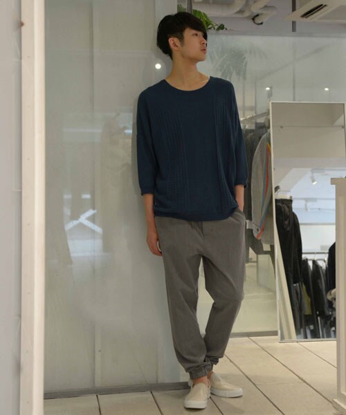 Iroquois（イロコイ）の「C/ヴィスコースニット（トップス・メンズ・BLU/IND/O.WHT/BGE/TAN・1/2）」の11枚目の写真