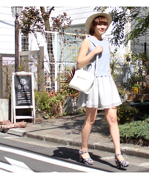 PAGEBOY（ページボーイ）の「マルロンxオーガンジーセットアップ（ワンピース/ドレス・レディース・アイスグレー/サックス/ネイビー）」の6枚目の写真