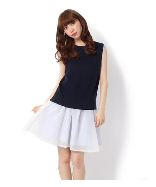 PAGEBOY（ページボーイ）の「マルロンxオーガンジーセットアップ（ワンピース/ドレス・レディース・アイスグレー/サックス/ネイビー）」の3枚目の写真