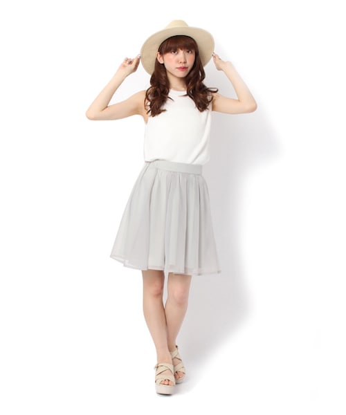 PAGEBOY（ページボーイ）の「マルロンxオーガンジーセットアップ（ワンピース/ドレス・レディース・アイスグレー/サックス/ネイビー）」の4枚目の写真