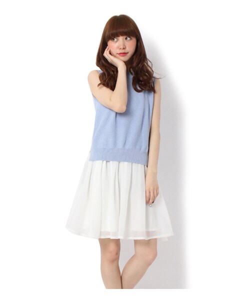 PAGEBOY（ページボーイ）の「マルロンxオーガンジーセットアップ（ワンピース/ドレス・レディース・アイスグレー/サックス/ネイビー）」の2枚目の写真