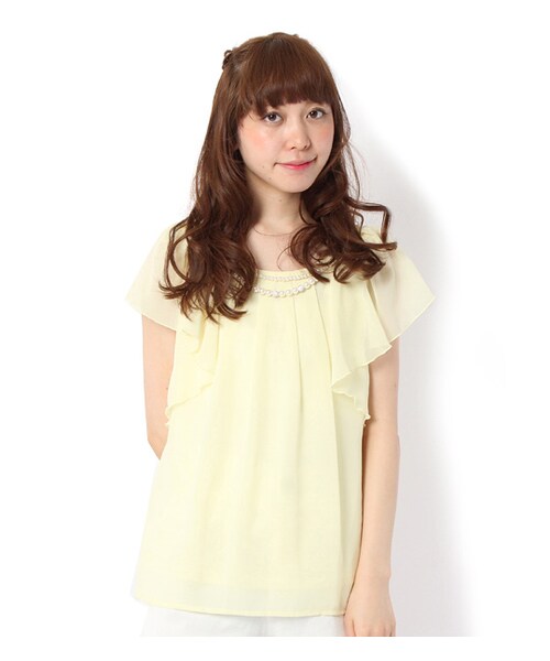 PAGEBOY（ページボーイ）の「ネックレス付きフレアスリーブブラウス（トップス・レディース・オフホワイト/ホワイト系/クリーム/サックス/ミント）」の6枚目の写真