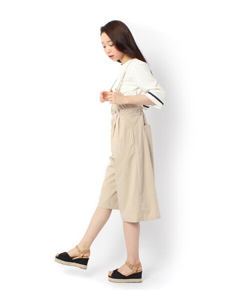 mysty woman（ミスティウーマン）の「2WAYガウチョサロペット（オールインワン・サロペット・レディース・オフホワイト/ベージュ/ネイビー/ブラック・M）」の6枚目の写真