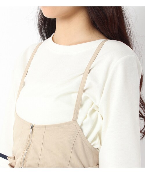 mysty woman（ミスティウーマン）の「2WAYガウチョサロペット（オールインワン・サロペット・レディース・オフホワイト/ベージュ/ネイビー/ブラック・M）」の7枚目の写真