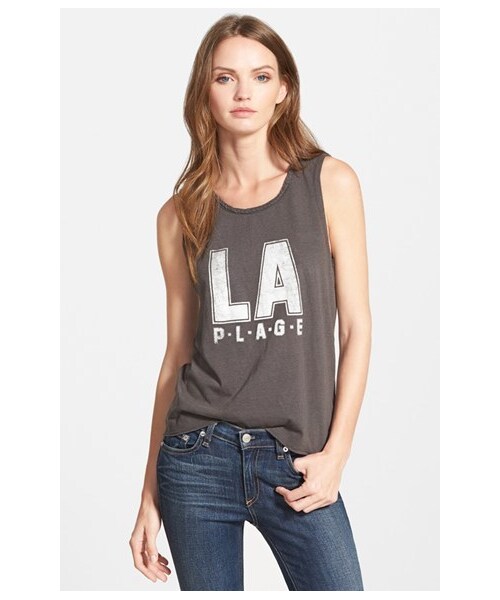 MAISON SCOTCH(メゾンスコッチ)の「Maison Scotch 'La Plage' Embroidered Neckline Tank(Tシャツ/カットソー・レディース・Black・4/Petite/2/1/3)」の1枚目の写真