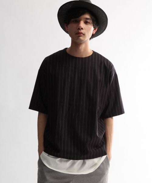 HARE（ハレ）の「ストライププルオーバーカットソー（トップス・メンズ・グレー16/ネイビー88・Ｓ/Ｍ）」の2枚目の写真