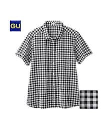GU | （GU）ロールアップシャツ（ギンガム・半袖）Ｂ(トップス)