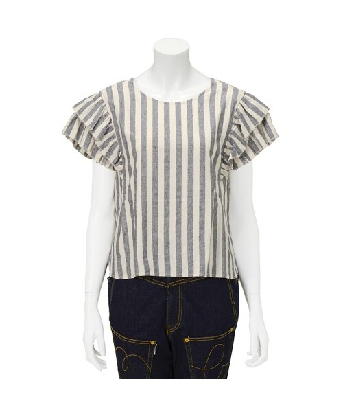 mercibeaucoup,（メルシーボークー）の「メルシーボークー、 / Ｂ：アサスト / シャツ（トップス・レディース・beige/navy・01）」の7枚目の写真