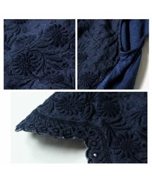 45R インディゴ布帛×天竺 カットワーク キャミソール 日本製 45rpm 45R インディゴ布帛×天竺 カットワーク キャミソール 日本製 45rpm