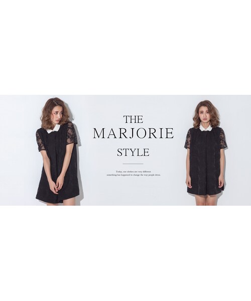 Marjorie（マージョリー）の「小華麗，造型領雙層蕾絲洋裝（ワンピース/ドレス・レディース・白/黑・F）」の6枚目の写真