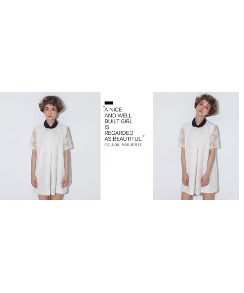 Marjorie（マージョリー）の「小華麗，造型領雙層蕾絲洋裝（ワンピース/ドレス・レディース・白/黑・F）」の2枚目の写真