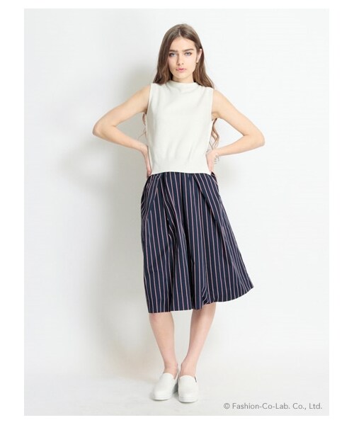 Mila Owen（ミラオーウェン）の「ニット&タックスカートOP（ワンピース＋トップスセット・レディース・OWHT/NVY/BLK・0/1）」の12枚目の写真