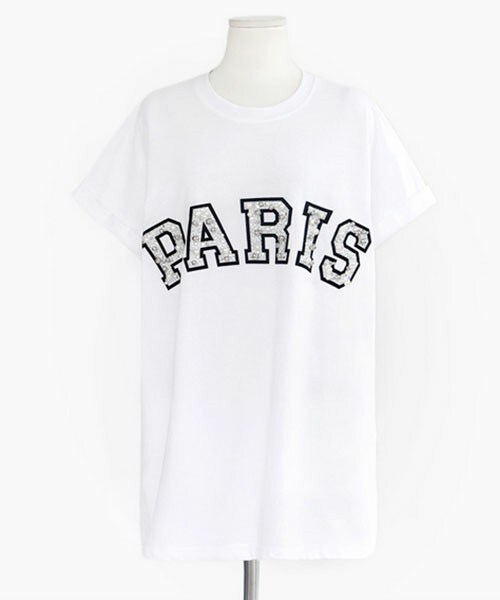 DHOLIC（ディーホリック）の「PARISパールビジューロゴTシャツ（Tシャツ/カットソー）」 - WEAR