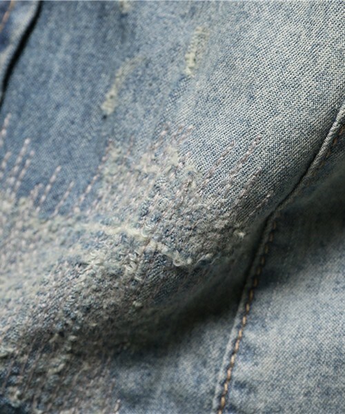 RATTLE TRAP（ラトルトラップ）の「7分袖WASH加工6ozスラブデニムシャツ（シャツ/ブラウス・メンズ・ネイビー・MEDIUM/LARGE/LL）」の9枚目の写真