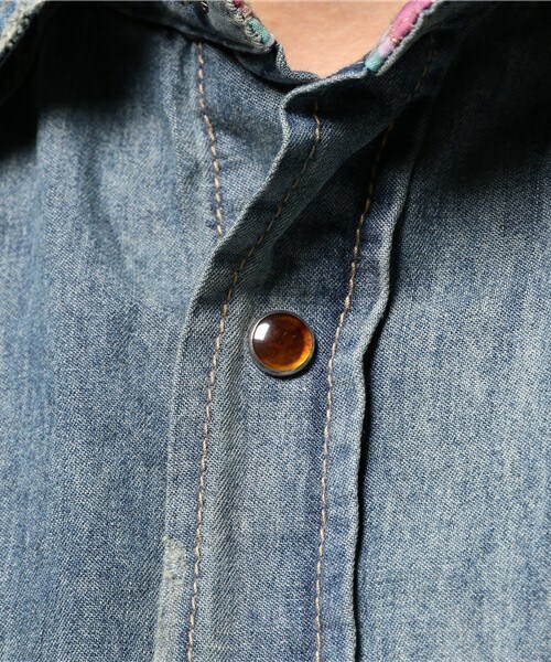 RATTLE TRAP（ラトルトラップ）の「7分袖WASH加工6ozスラブデニムシャツ（シャツ/ブラウス・メンズ・ネイビー・MEDIUM/LARGE/LL）」の8枚目の写真