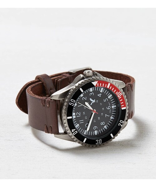 American Eagle（アメリカンイーグル）の「AEOレザーストラップウォッチ（アナログ腕時計・メンズ・ブラック/ブラウン・ONE SIZE）」の2枚目の写真