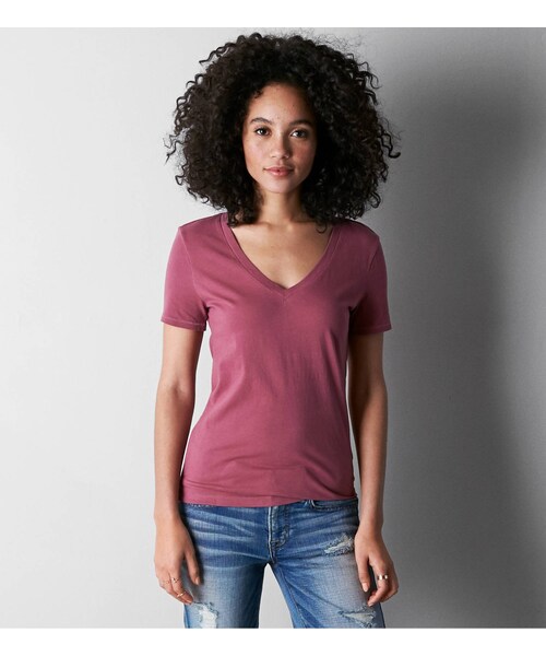 American Eagle(アメリカンイーグル)の「AEOフェイバリットVネックTシャツ(Tシャツ/カットソー・レディース・ブラック/グリーン/ターコイズ/フューシャピンク/ネオンタンジェリン/プラムベリー/カレントコーラル/サマーバーガンディー/ブルー/パープル・XXS/XS/S/M/L/XL/XXL)」の9枚目の写真