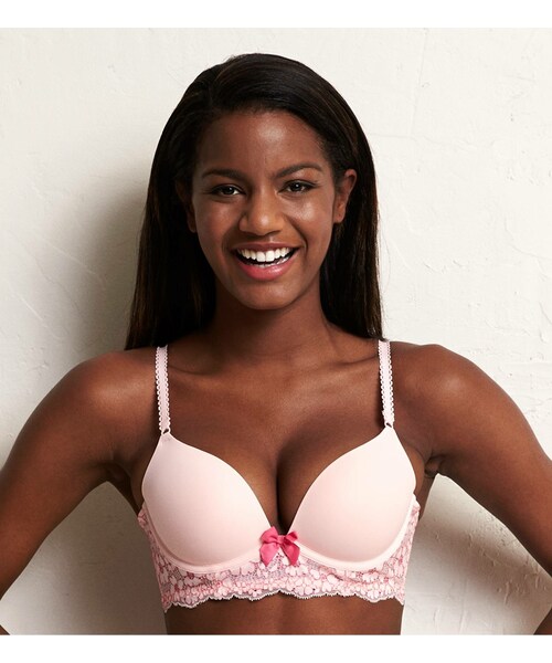 AERIE(エアリー)の「EMMAフローラルプッシュアップブラ(ブラジャー・レディース・ピーチウォッシュ/ロイヤルネイビー・32/B/32/C/34/A/34/B/34/C/34/D/36/B/36/C/36/D/32/A)」の1枚目の写真