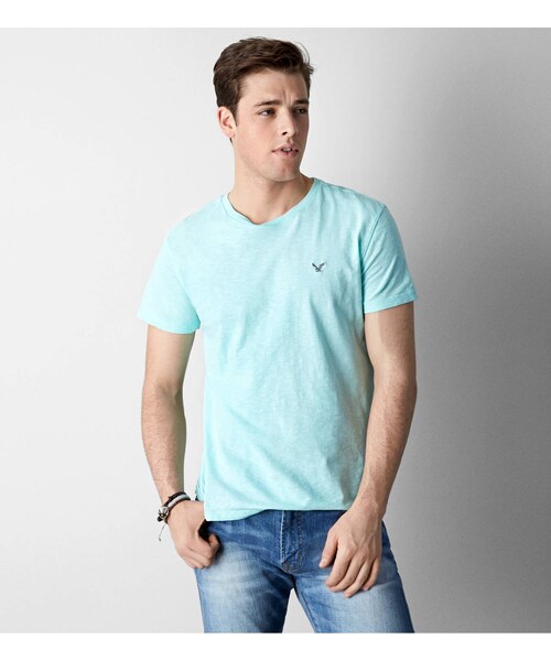 American Eagle（アメリカンイーグル）の「AEOレジェンドクルーネックTシャツ（Tシャツ/カットソー・メンズ・ボールドブラック/ブラックチェリー/ネイビー/ホライズンブルー/ブライトネオンレッド/キウィブラスト/シーフォームサーフ/レッドビーム/レイターゲイター/オレンジヘイズ/ハイライターピンク/コバルトナイト・XS/S/M/L/XL/XXL/XXXL）」の7枚目の写真