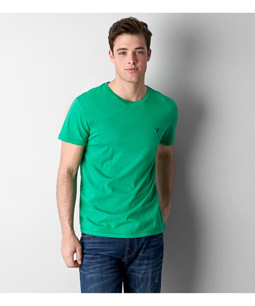 American Eagle（アメリカンイーグル）の「AEOレジェンドクルーネックTシャツ（Tシャツ/カットソー・メンズ・ボールドブラック/ブラックチェリー/ネイビー/ホライズンブルー/ブライトネオンレッド/キウィブラスト/シーフォームサーフ/レッドビーム/レイターゲイター/オレンジヘイズ/ハイライターピンク/コバルトナイト・XS/S/M/L/XL/XXL/XXXL）」の8枚目の写真