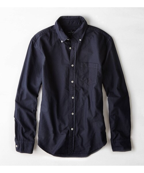 American Eagle(アメリカンイーグル)の「AEOソリッドオックスフォードシャツ(シャツ/ブラウス・メンズ・ターコイズ/ネイビー・XS/S/M/L/XL/XXL/XXXL)」の2枚目の写真