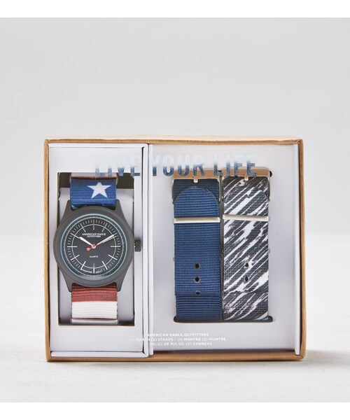 American Eagle（アメリカンイーグル）の「AEOキャンプウォッチセット（アナログ腕時計・メンズ・ブラック/アメリカーナ・ONE SIZE）」の2枚目の写真