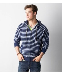 American Eagle | AEOビンテージストライプフルジップフーディー(パーカー)