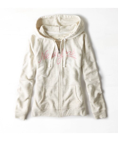 American Eagle（アメリカンイーグル）の「AEO NYCグラフィックジップフーディー（パーカー・レディース・ミディアムヘザーグレー/グレー/バニラヘザー/ブルー/ラベンダー/ピンク・XXS/XS/S/M/L/XL/XXL）」の6枚目の写真