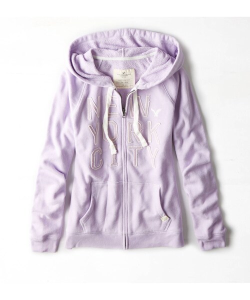 American Eagle（アメリカンイーグル）の「AEO NYCグラフィックジップフーディー（パーカー・レディース・ミディアムヘザーグレー/グレー/バニラヘザー/ブルー/ラベンダー/ピンク・XXS/XS/S/M/L/XL/XXL）」の3枚目の写真