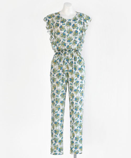 DHOLIC（ディーホリック）の「ボタニカル柄フリルオールインワン（つなぎ/オールインワン・レディース・マスタード/ホワイトアイボリー・S/M）」の2枚目の写真