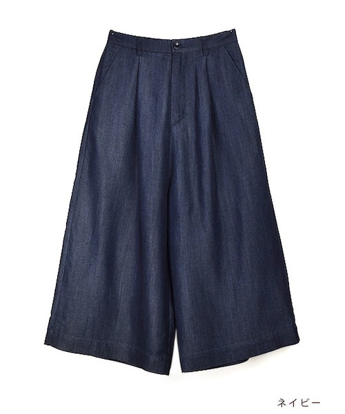 w closet（ダブルクローゼット）の「デニムガウチョパンツ（パンツ・レディース・ブルー/ネイビー・FREE）」の2枚目の写真
