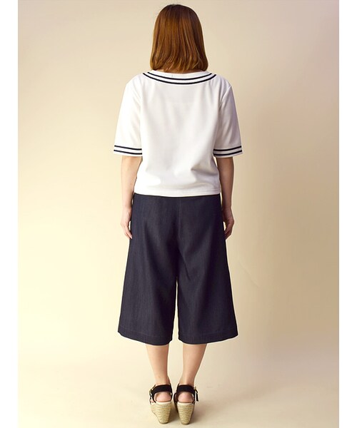 w closet（ダブルクローゼット）の「デニムガウチョパンツ（パンツ・レディース・ブルー/ネイビー・FREE）」の5枚目の写真