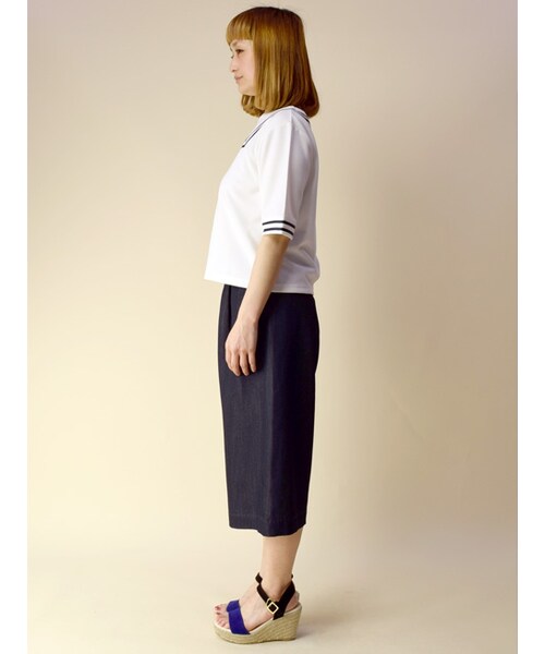 w closet（ダブルクローゼット）の「デニムガウチョパンツ（パンツ・レディース・ブルー/ネイビー・FREE）」の4枚目の写真