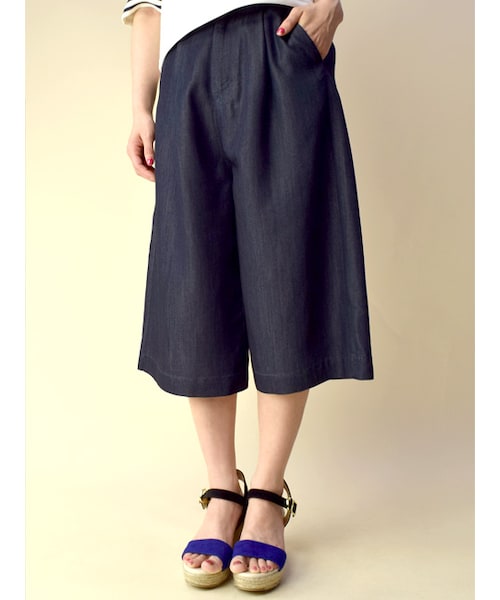 w closet（ダブルクローゼット）の「デニムガウチョパンツ（パンツ・レディース・ブルー/ネイビー・FREE）」の3枚目の写真