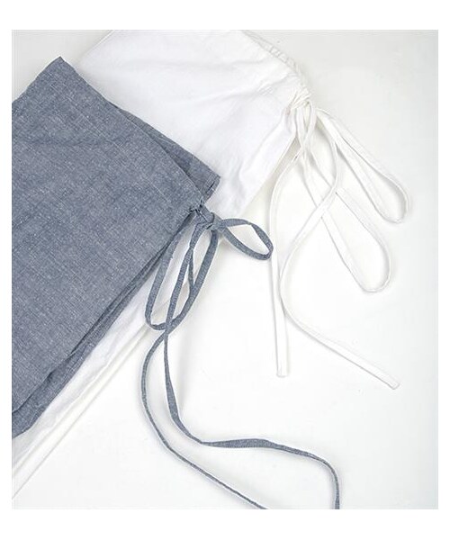 plain-me(プレインミー)の「霜降棉織低檔抽繩長褲(パンツ・メンズ・白/藍)」の2枚目の写真