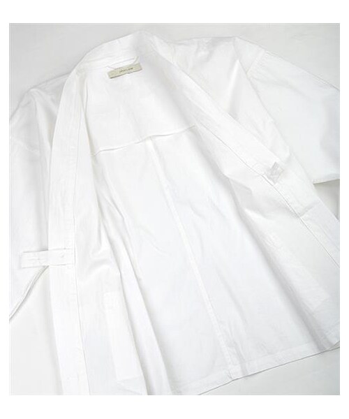 plain-me（プレインミー）の「霜降棉織綁帶NORAGI外套（その他・メンズ・白/藍）」の5枚目の写真