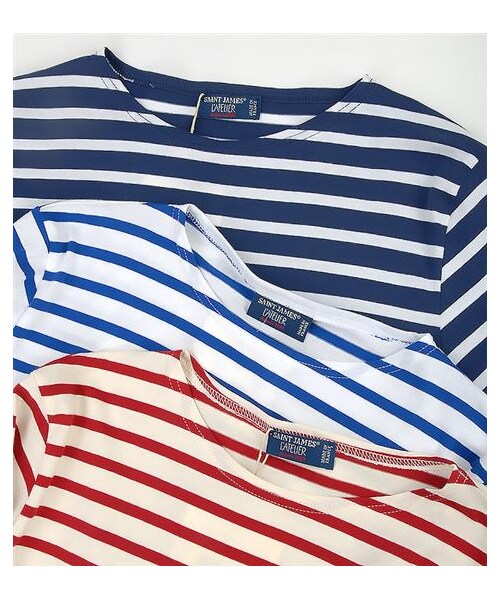SAINT JAMES(セントジェームス)の「Levant短袖條紋棉T(その他・メンズ・白紅/白藍/黑白)」の2枚目の写真