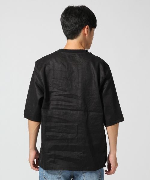 RAGEBLUE（レイジブルー）の「リネンプルオーバーシャツ5分袖（トップス・メンズ・ホワイト02/ブラック09・Ｍ/Ｌ）」の6枚目の写真