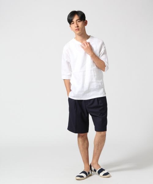 RAGEBLUE（レイジブルー）の「リネンプルオーバーシャツ5分袖（トップス・メンズ・ホワイト02/ブラック09・Ｍ/Ｌ）」の3枚目の写真