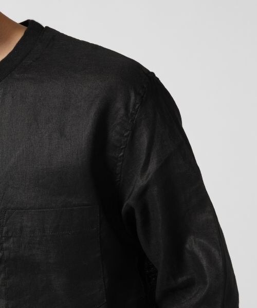 RAGEBLUE（レイジブルー）の「リネンプルオーバーシャツ5分袖（トップス・メンズ・ホワイト02/ブラック09・Ｍ/Ｌ）」の8枚目の写真