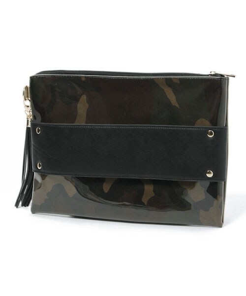 Andemiu（アンデミュウ）の「PVCタッセルツキクラッチバッグ（バッグ・レディース・カーキ78/ライトブルー82/ネイビー88・F）」の7枚目の写真