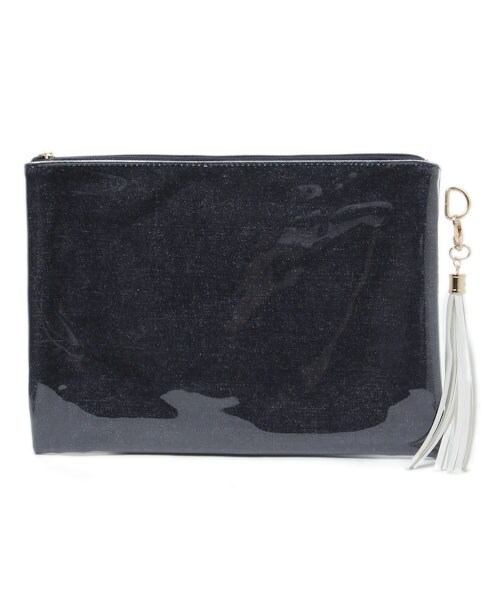 Andemiu（アンデミュウ）の「PVCタッセルツキクラッチバッグ（バッグ・レディース・カーキ78/ライトブルー82/ネイビー88・F）」の10枚目の写真