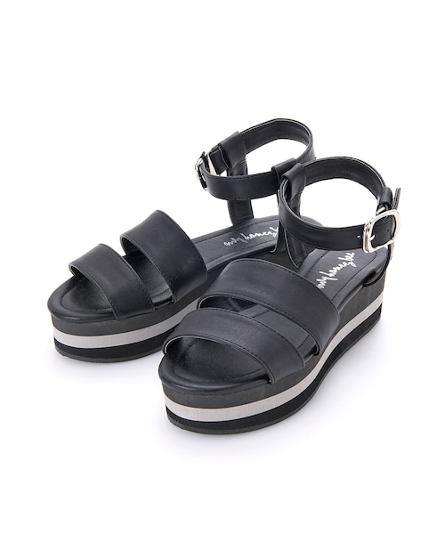 PEACH JOHN（ピーチジョン）の「マイハニービー／ＭＨＢアンクルストラップサンダル（シューズ・レディース・ブラック/オフホワイト/レモン/フクシア・S/M/L）」の3枚目の写真