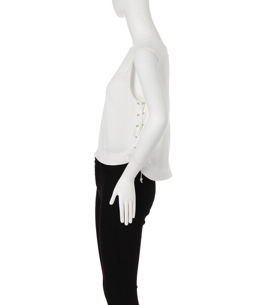 MURUA（ムルーア）の「【FEMININE】サイドレースupタンクトップ（トップス・レディース・ホワイト/ブラック/ピンク・F）」の5枚目の写真